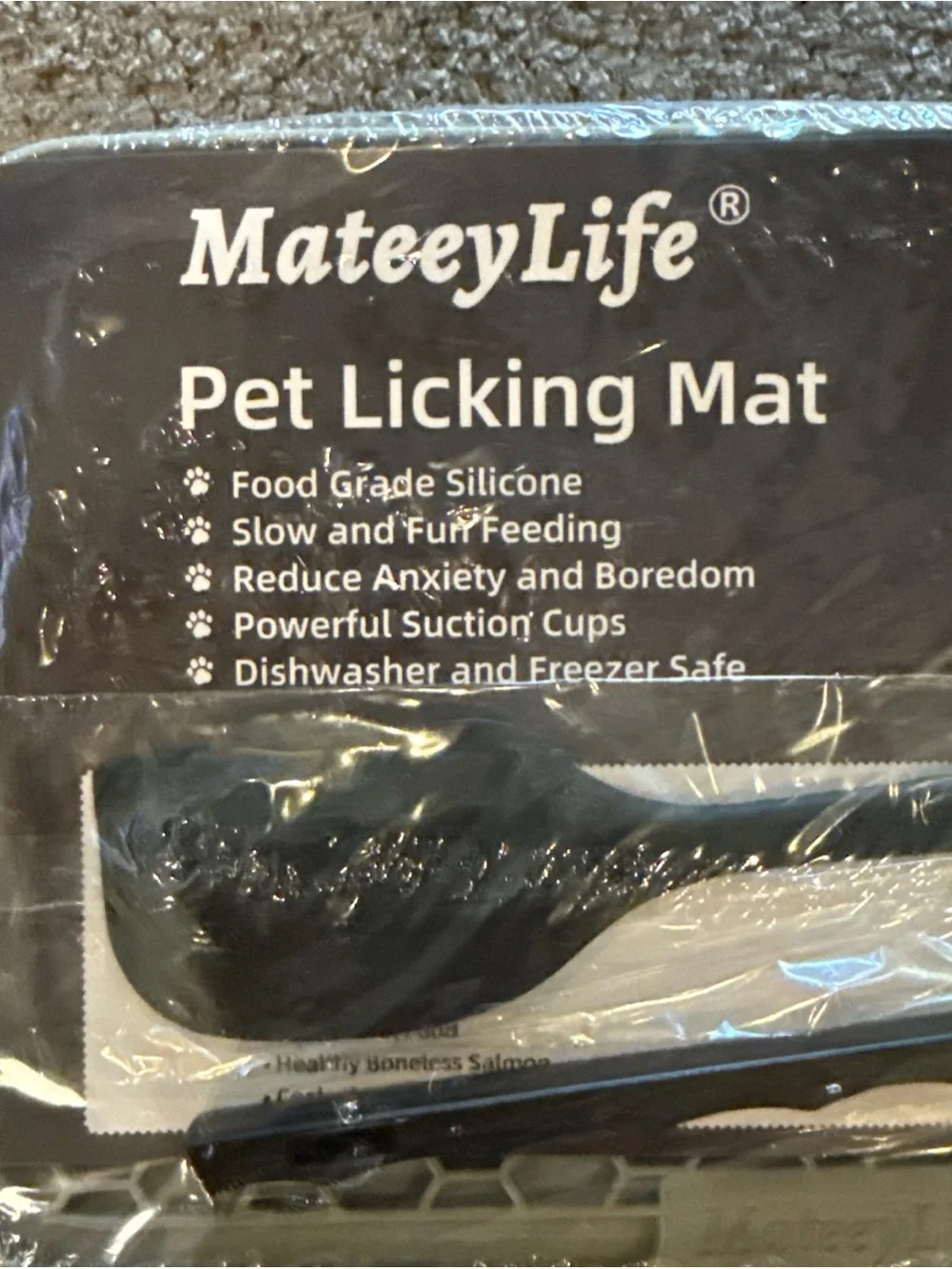 Gray Pet Licking Mat - Slow Feeder for Dogs & Cats